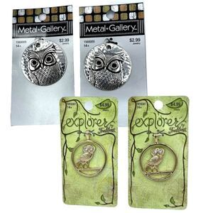 Owl Lot Silver Tone Rhinestone Antiqued Gold Metal Pendants DIY Jewelry Making